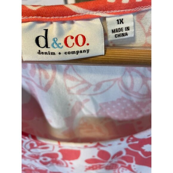 D & Co Orange White Sleeveless Scoop Neck Full Length Maxi Dress Sz 1X - Picture 5 of 6